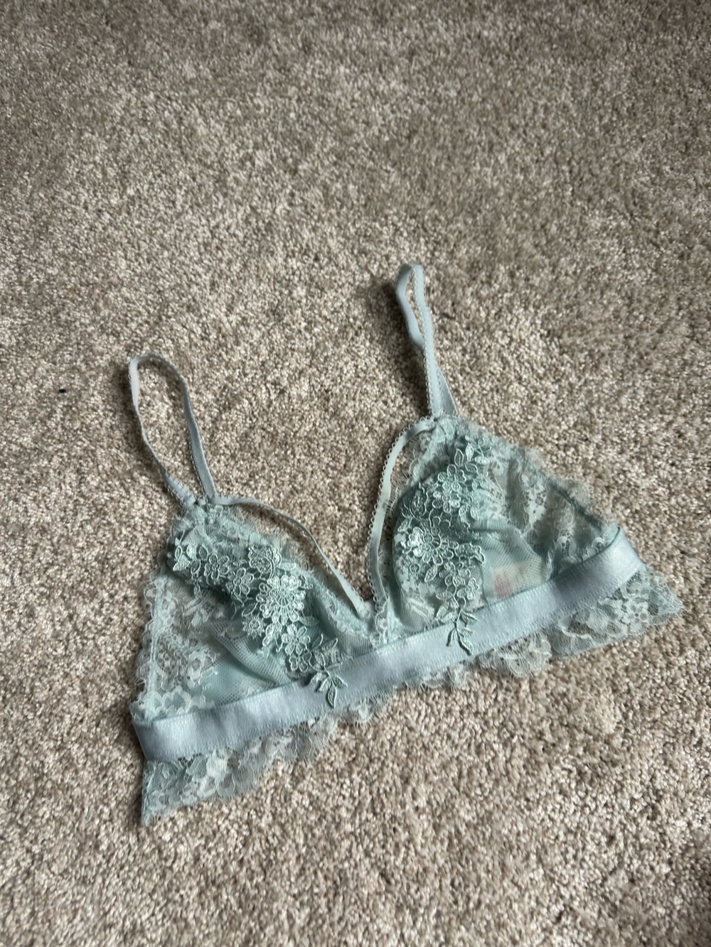 Topshop Mint Pale Blue Floral Lace Bralette